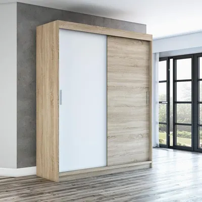 Produktbild von Schwebetürenschrank, 2-türig Schrank! Moderne Garderobe für Kleidung. Verschiedene Farben (Weiß, Schwarz, Somona) Kleiderschrank PAX 180 cm