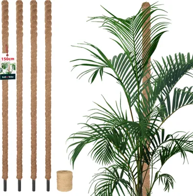 Immagine prodotto di KOTARBAU® 4 pezzi Tutori per Piante ⌀ 3,2 x 150 cm Palo di Muschio per Monstera Fibra di Cocco Palo per Piante Marrone Stecche per Piante Bastone