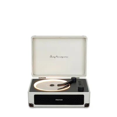 Produktbild von PRIXTON Tragbarer CD-Player Boogie mit Bluetooth, FM-Radio und AUX, Lautsprecher 6W, Kompatibel CD/MP3/WMA, Kopfhörerausgang, Koffer-Design, Creme