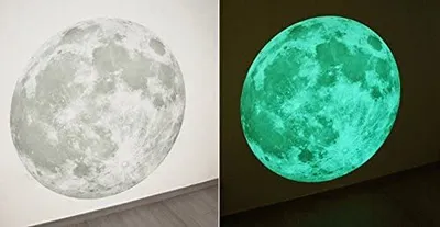 Produktbild von GKA XL Mond nachtleuchtend Wandaufkleber 25 cm leuchtet im Dunkeln Wandtattoo Wandbild keine Angst im Dunkeln