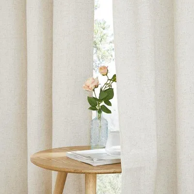 Obrázok produktu pre Ibenzoa® závesy v bohémskom štýle s vzhľadom lnu (30% ľan), sada 2 kusov, 260 x 140 cm, s okami, čiastočne priehľadné – vhodné do obývačky a spálne