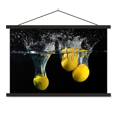 Produktbild von MuchoWow® Textilposter Zitrone - Frucht - Stilleben - Wasser - Gelb 120x80 cm mit schwarzem Rahmen - Wanddeko