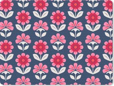 Produktbild von MuchoWow® Mauspad Mousepad Blumen - Muster - Rot 23x19 cm - Mousepads - Maus Mat - Pad - Mausunterlage - Schreibtischunterlage - Mauspad