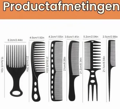 Produktbild von Set von 6 Kämmen - Professionelle Haarbürsten für Friseure - Antistatisch & Hitzebeständig