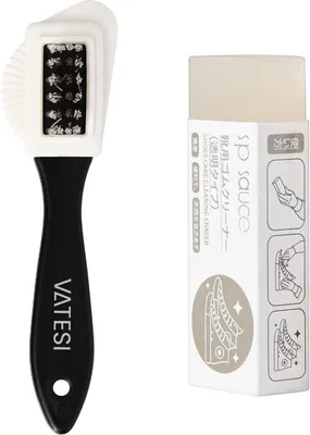 Produktbild von Wit Wildlederschuhpflege Set – Bürste & Radierer aus Polyester, Gummi, Nylon, Kupferdraht, 16 x 4.2 x 3.2 cm