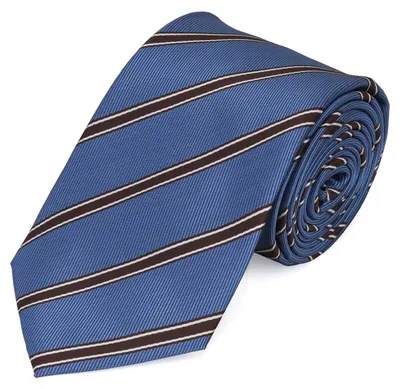 Produktbild von Fabio Farini - 1 Stück gestreifte Herren Krawatte - Tie mit Streifen in 6cm oder 8cm Breite Breit (8cm), Hellblau/Braun/Weiß