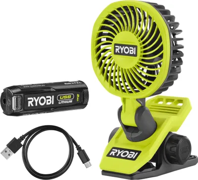 Produktbild von Ryobi RCF4-120G Tragbarer Ventilator-Akku 4V 810fpm Ø 9 cm USB-C 1 x 2,0 Ah
