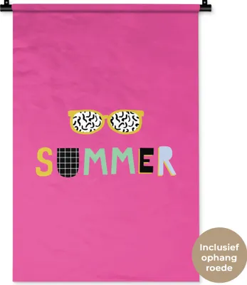 Produktbild von MuchoWow® Wandteppich Wandbehang Sommer - Sonnenbrille - Rosa 60x90 cm Tapisserie Dekoration Wandtuch - Foto-Teppich - Abwaschbar