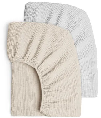 Produktbild von Musselin Spannbettlaken für Babybett - 100% Baumwolle, 2er-Pack