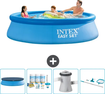 Produktbild von Intex runder aufblasbarer Easy Set-Pool – 305 x 76 cm – Blau – im Lieferumfang enthalten Abdeckung - Wartungspaket - Filterpumpe für Schwimmbad - Reinigungskit