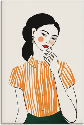 Produktbild von ARTland Leinwandbild Woman in Striped Blouse II Größe: 80x120 cm