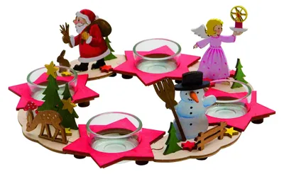 Adventskranz-Bastelset aus Holz, 8 cm, Weihnachtslandschaft