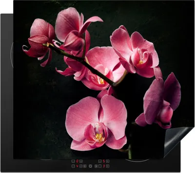 Produktbild von KitchenYeah© Herdabdeckplatte Pflanzen - Orchidee - Blumen - Rosa , 58x51cm, Küche Deko, Glaskeramikkochfeld Herdabdeckung, Abdeckplatte fùr Kochfeld