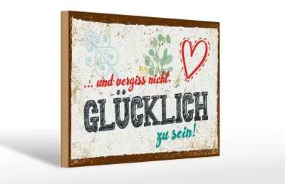 Produktbild von Holzschild Spruch 30x20cm Und vergiss nicht Glücklich zu sein!