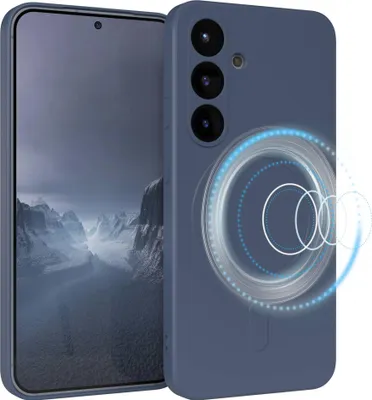 Produktbild von EAZY CASE - Silikonhülle magnetisch für Samsung Galaxy S25, Hülle Silikon, weich stoßfeste Magnet Handyhülle, Schutzhülle mit Kameraschutz, TPU Bumper in Dunkelblau