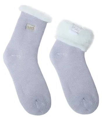Immagine prodotto di 2 paia di calze termiche da donna, invernali, calde, spesse, in pile e lana, taglia 36-42, colore viola