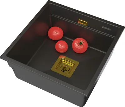 Produktbild von Granitan | Granitspüle EPIR 44 - Schwarz - Einbau/Nebeneinander - Quadratischer Syfon - Modernes Design