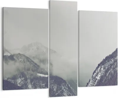 Produktbild von Bild auf Leinwand - Leinwandbild - 3 Teile - Berge Wald Nebel - 95x80cm - Wand Bild - Wanddeko - Wandbilder - Leinwanddruck - Bilder - Wanddekoration - Leinwand bilder - Wandbild - CB95x80-4270
