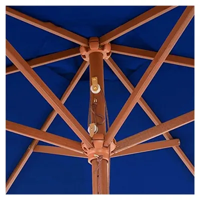 Produktbild von Sonnenschirm mit Holzmast Blau 270 cm für Garten und Balkon