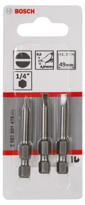 Produktbild von Schrauberbit Extra-Hart S 0,5 x 4,0, 49 mm, 3er-Pack