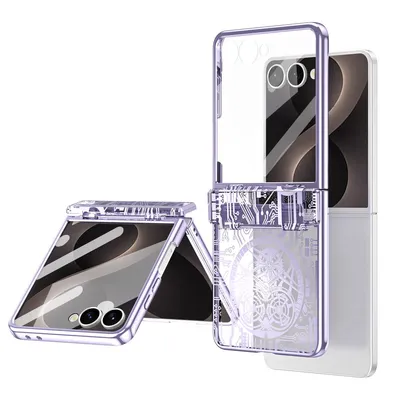Produktbild von Hülle für Samsung Galaxy Z Flip 8 Luxus Galvanisierte Scharnierschutz Transparent Schutzhülle Lila