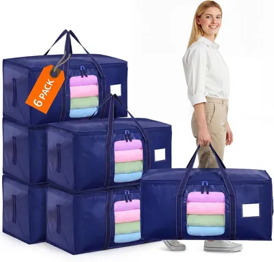 Productafbeelding van Opbergtas - Set van 6 - 90 liter - Venster en deksel