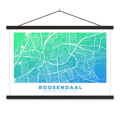 Obrázek produktu pro MuchoWow® Textilní plakát - Mapa města - Roosendaal - Modrá - 150x100cm - S černými lamelami