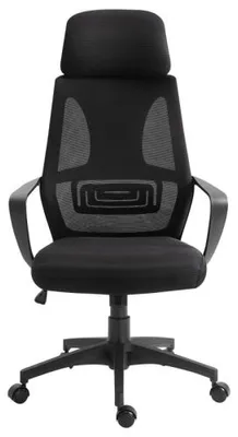 Produktbild von Schwarz 64 x 55 x 126 cm Buerostuhl Hoehenverstellbar Drehstuhl Mit Wippfunktion Armlehne Kopfstuetze Lendenstuetze Netzstoff