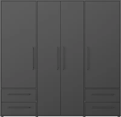Produktbild von Drehtürenschrank >MOKKARIS< 4 Schübe, 4 Türen, in Schwarz - 205,9x200,1x58,8cm (BxHxT)