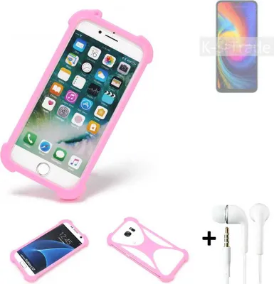 Produktbild von K-S-Trade Bumper + Kopfhörer kompatibel mit UMIDIGI F3S Handy Hülle Schutzhülle Silikon Schutz Hülle Cover Case Silikoncase Silikonbumper TPU