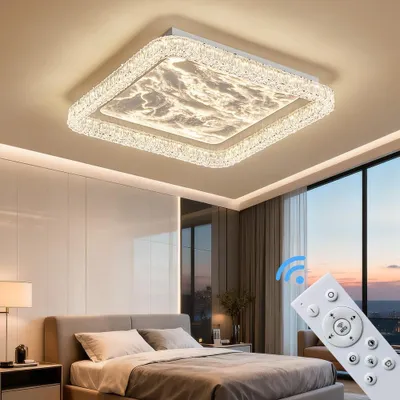 Produktbild von LED Deckenleuchte dimmbar mit Fernbedienung, stufenlos 3000–7000 K, energiesparend & langlebig, modernes Design in Schwarz oder Weiß, ideal für Wohnzimmer, Schlafzimmer & Küche (251-FX-WH)