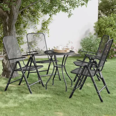 Obrázok produktu pre The Living Store Skladacie záhradné stoličky 4 ks kovové rozšírené antracitové
