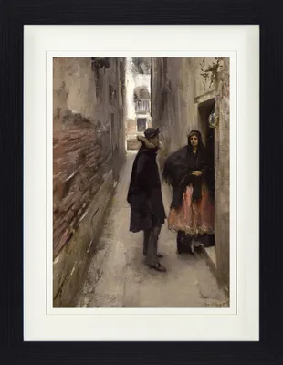 Produktbild von John Singer Sargent Gerahmtes Bild Mit Edlem Passepartout | Wand-Bilder | Im Bilderrahmen - Straße In Venedig, 1882 (40 x 30 cm)