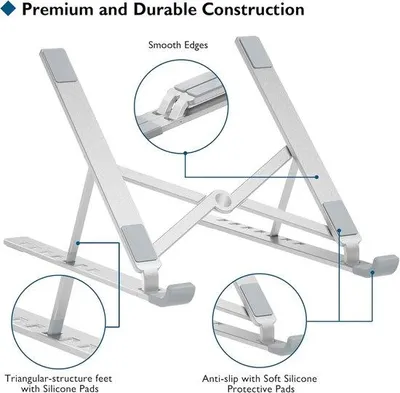 Productafbeelding van Famanu laptopstandaard, aluminium, verstelbaar met 7 hoogtestanden, geschikt voor laptops tot 17,3 inch