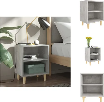 Obrázok produktu pre vidaXL Nočný stolík s nohami z masívneho dreva betónová sivá 40x30x50 cm - Nočné stolíky