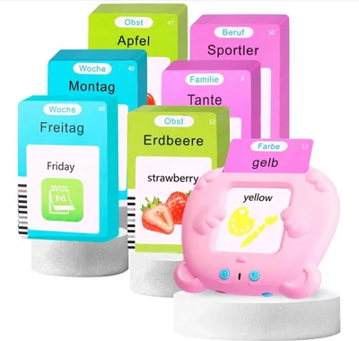 Produktbild von Lernspielzeug Montessori, Sprechende Flashkarten Deutsch & Englisch, 255 Karten, Rosa