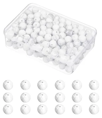 Natursteinkugeln 8 mm, 200 Stück, rund, weiß/schwarz, für Schmuck
