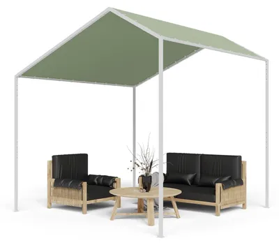 Produktbild von Blumfeldt Pergola, Metall Pavillon mit Polyester Schrägdach, Sonnensegel mit Gestell, Überdachung Freistehend, Sonnenschutz für Garten und Terrasse, Gazebo Wasserdicht und Stabil, Aluminium-Rahmen
