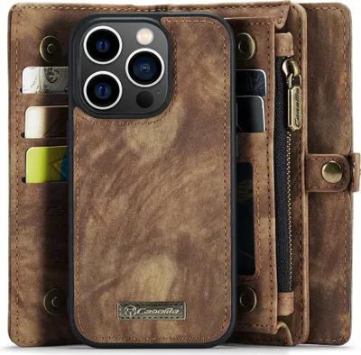 Produktbild von iPhone 15 Pro Max Hülle - CaseMe 008 2-in-1 Klapphülle & Back Cover mit Brieftasche - Braun