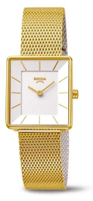 Produktbild von Boccia Damen Armbanduhr Trend 3351-05 Reintitan mit Edelstahl-Milanaiseband goldplattiert