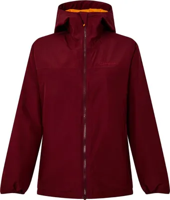 Bordeauxrote Berghaus Ridge-Hiker Kapuzenjacke mit durchgehendem Reißverschluss und orangefarbenem Innenfutter