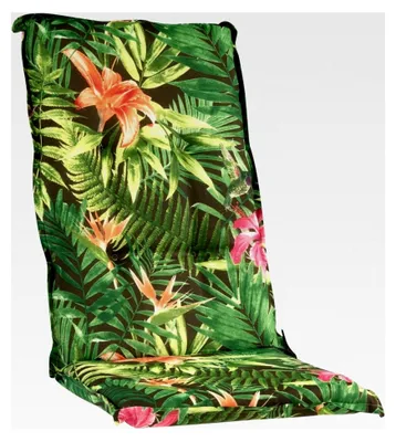 Produktbild von Sitzpolster für Hochlehner Gartenstuhl | 120 x 50 x 6 cm | Grün | Dschungelmuster | Baumwolle | Polyester