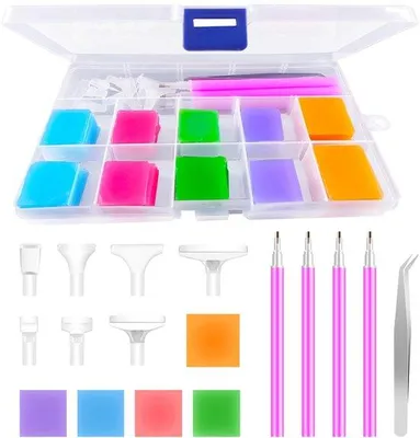 Image de Kit de peinture au diamant 100 pièces autocollantes avec outils et pince à épiler