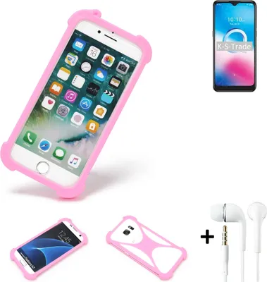 Produktbild von K-S-Trade Bumper + Kopfhörer kompatibel mit Alcatel 3L (2020) Handy Hülle Schutzhülle Silikon Schutz Hülle Cover Case Silikoncase Silikonbumper