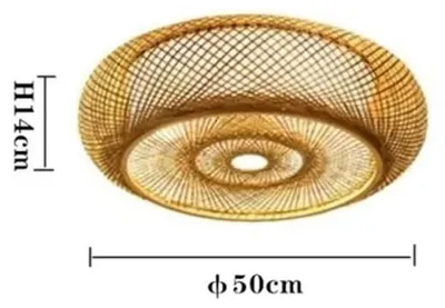 Productafbeelding van Bamboe plafondlamp - Plafondlamp - 50 cm - 2 lichtpunten - E27 fitting - Handgemaakt gevlochten - Lampen niet inbegrepen - Niet dimbaar