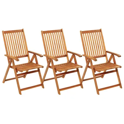 Image de vidaXL Chaises de jardin pliantes 3 pcs. avec coussins en bois massif d'acacia
