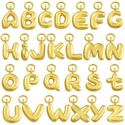 26er Set A-Z Buchstaben-Anhänger, Gold gefüllt, für Schmuck