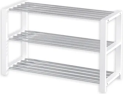 Produktbild von Schuhregal ARINA Schuhablage Schuhständer Schuhschrank Schuhbank 3 Böden in weiß