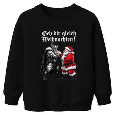 Produktbild von Geh dir gleich Weihnachten! Wikinger Nordisch Kinder Sweatshirt Pullover, Schwarz, 104