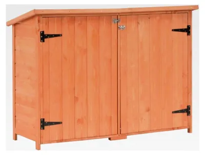 Produktbild von Garten-Geräteschuppen 128x42x91 cm aus Holz mit Regalen und 2 Türen für den Außenbereich